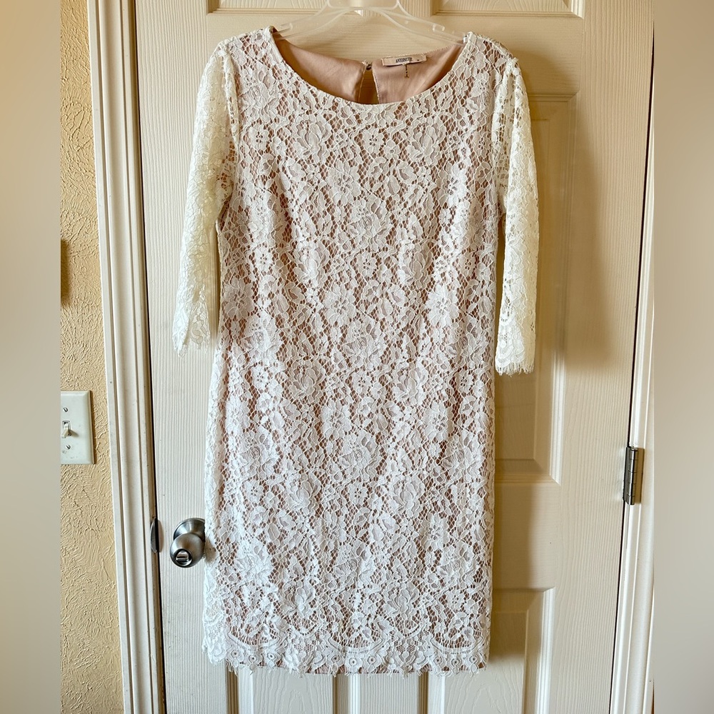 Antonette White & Nude Lace dress